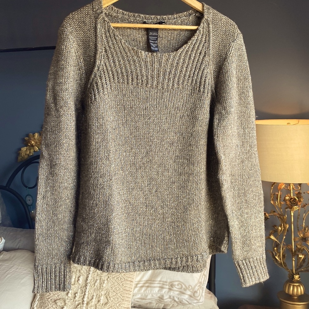 Olsen Europe Light Brown with Gold and Silver Cozy Sweater Wool Blend